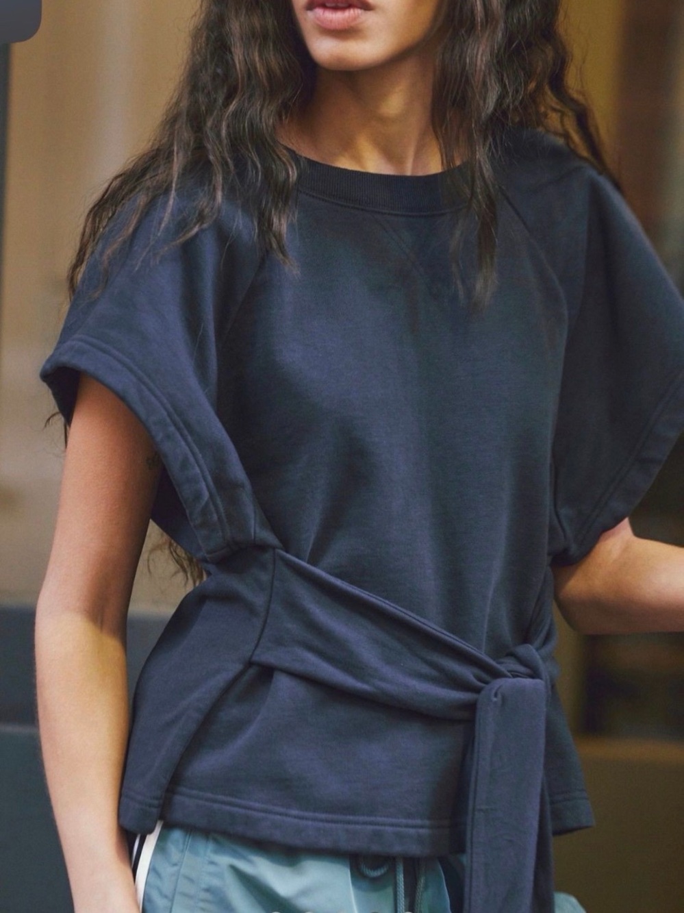 FP Movement by Free People: For the Win Black Tie-Front Short Sleeve Top - Picture 3 of 8